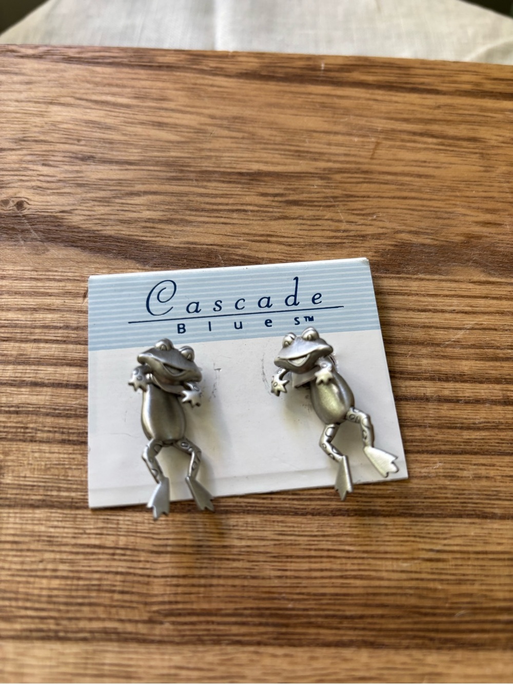 Silver Frog Drop Earrings
